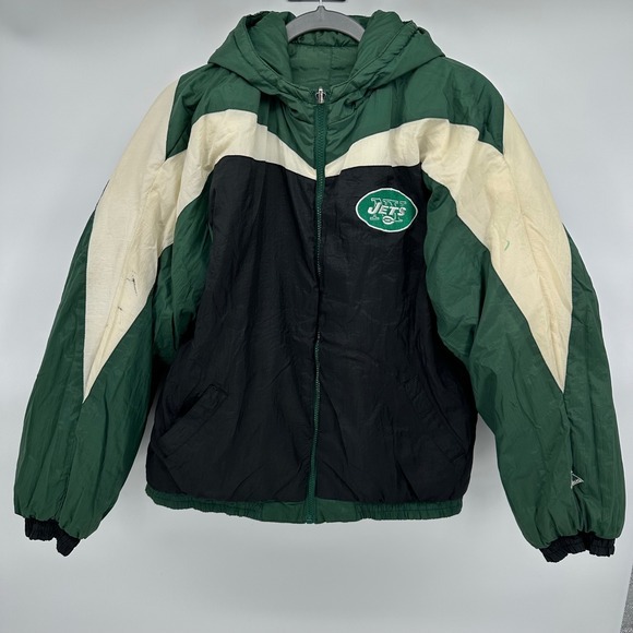 Vintage 90s Mighty Mac Kids‎ NY Jets Hooded Jacket GreenNFL Football Sz 20XL